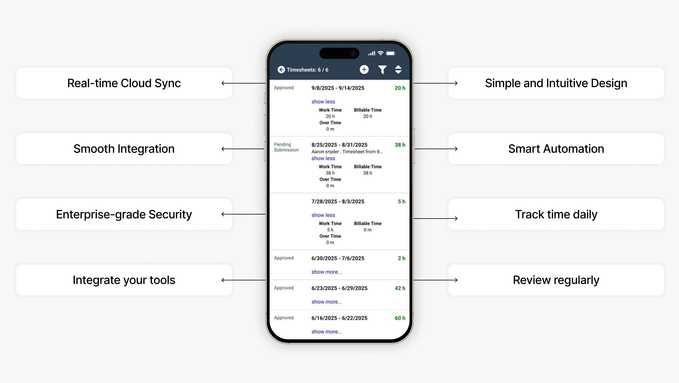 iBE Mobile Timesheet App Mockup